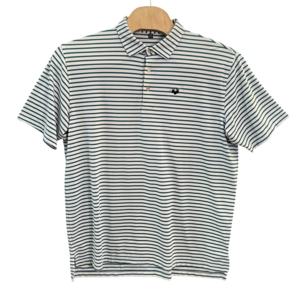 Peter Millar Summer Comfort Mens XXL Polo Shirt Teal Striped Golf Performance
